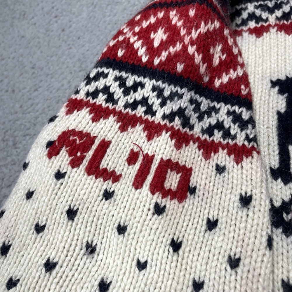 Polo Ralph Lauren Sweater Mens Medium White Moose Fair Isle Crewneck Pullover - Picture 8 of 16